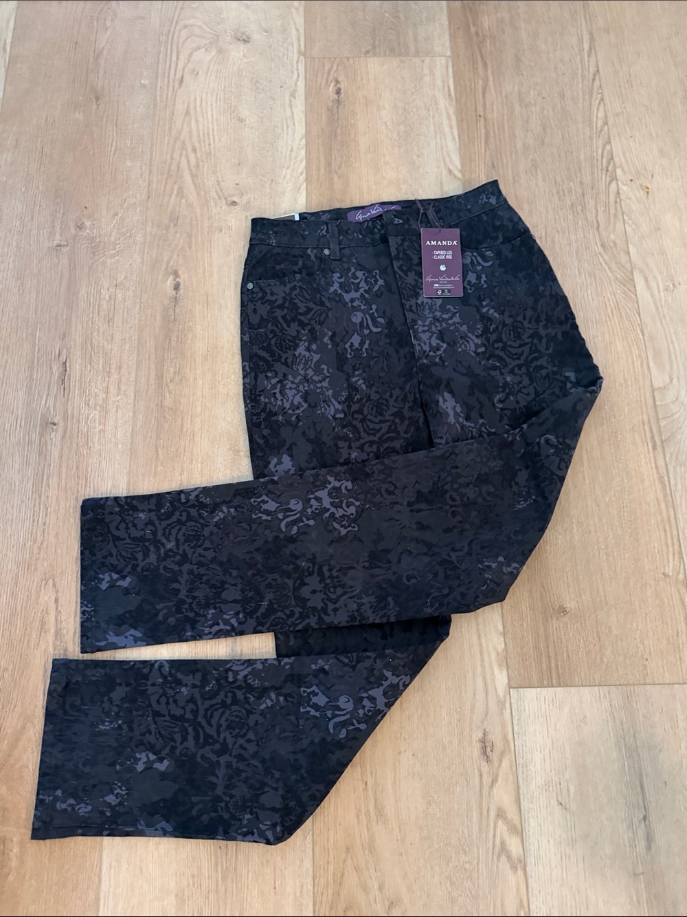 Gloria Vanderbilt Black‎ and Dark Gray Floral lace pants - NWT